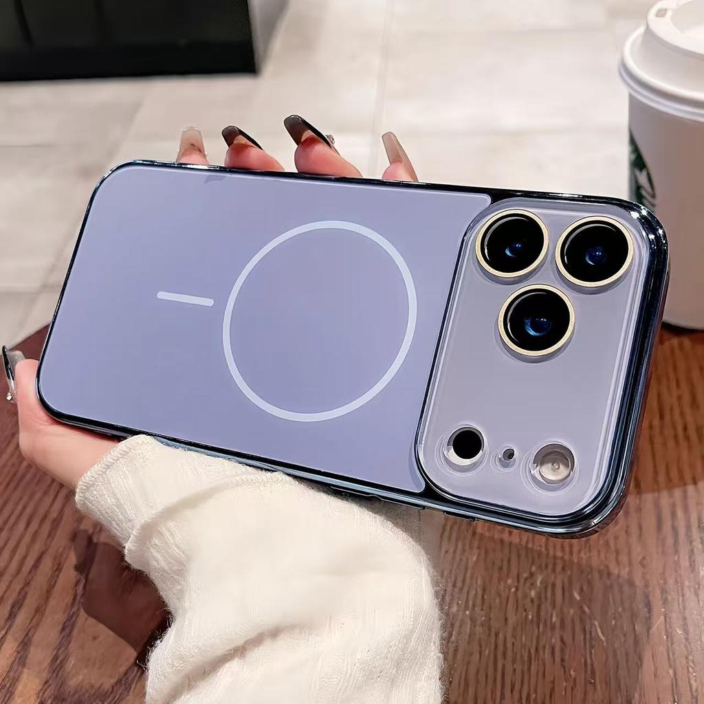 Luxury Crystal Lens AG Frosted Magnetic Case For iPhone 17 Air 16 15 14 13 12 11 Pro Max Plus For Magsafe Wireless Charge Cover