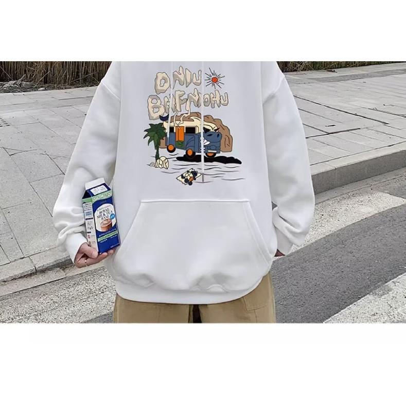 Herrtröja med huva, avslappnad, lös, trendig topp, tryckt med bokstäver, allmatchande jacka