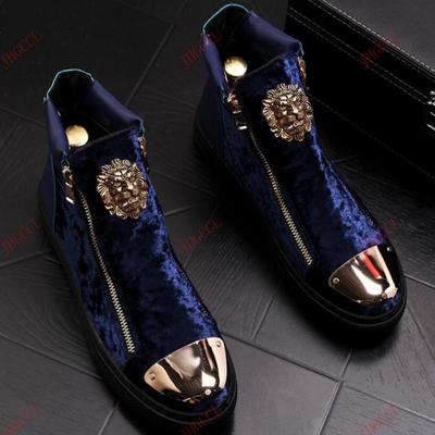 Fashion Brand Designer Velvet Boots High Top English Style Shoes for Men Zipper Casual Luxury Sole Rubb Er Shoes for Men A4
