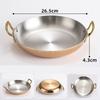 Stainless Steel Spanish Paella Pan Big Double Handle Round Flat Bottom Pan Western Restaurant Fried Chicken Pasta Plate Cookware