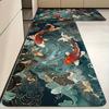 VIKAMA Dark Ocean World Carpet Koi Lucky Mat Non-Slip Kitchen Rug Doormat Bathroom Mat Carpet For Live Room  Rug For Bedroom