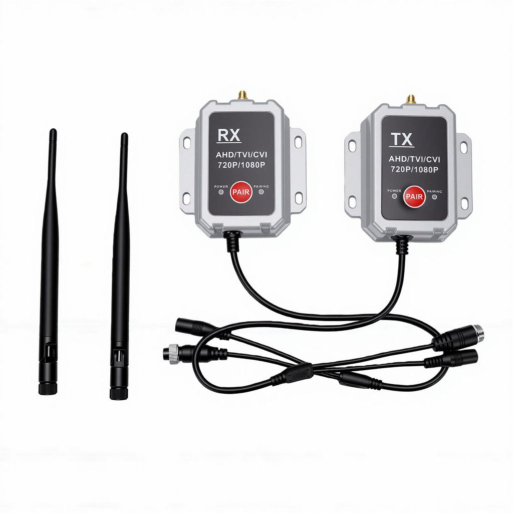2.4Ghz Wireless Camera Video Transmitter and Receiver Kit for AHD Camera Monitor Car Bus Truck Waterproofing