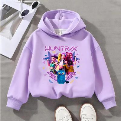 Kpop Dämonenjäger Kinder Sweatshirt Weich Warm Bequem Cartoon Anime Rundhals Mode Kinder Kapuzenpullover