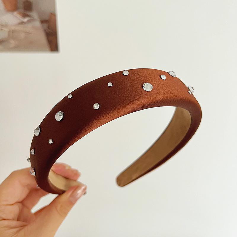 

Шампань Золотой Бриллиантовая Точка Женская Повязка на Голову Изысканное Высокое Качество Блестящий Сатин Утолщенные Аксессуары для Волос Головной Убор