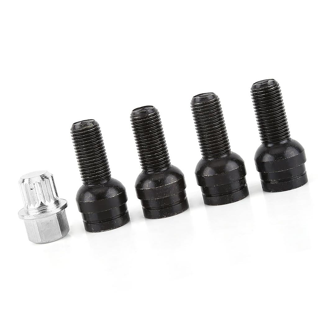 M14 * 1.5MM Black Steel Wheel Bolt & Lock Lug Nut Set with Key for Car Repair and Maintenance