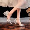 Elegant French Stiletto Heels: Baotou Shallow Mouth Bridal and Bridesmaid Shoes