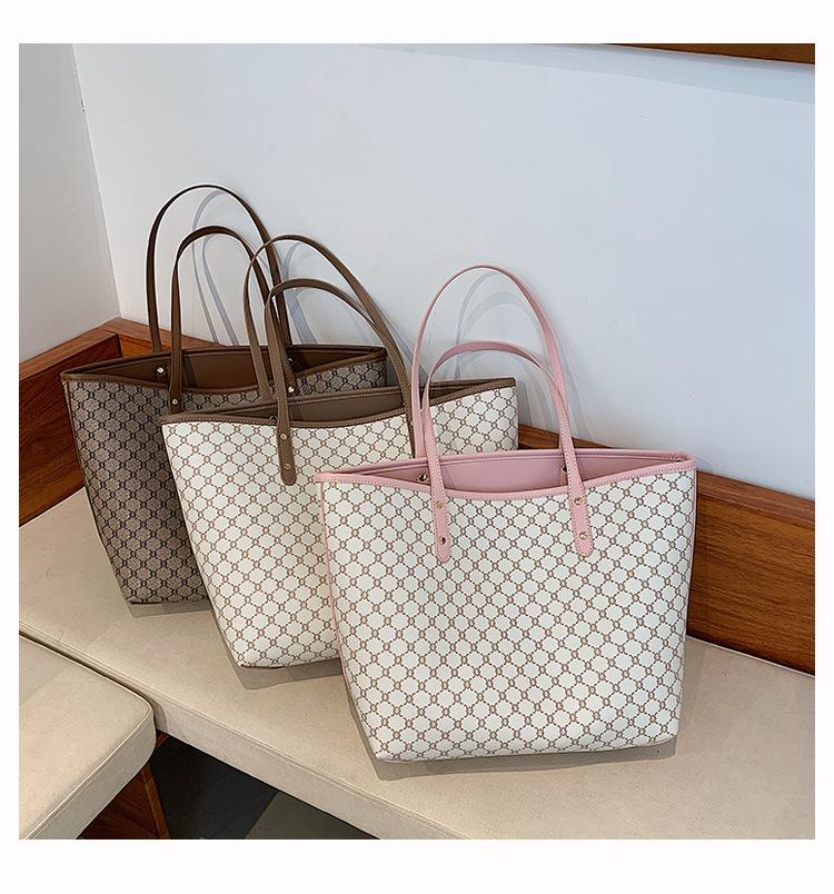 Women's bag new 2025 Korean version shoulder bag printed plaid tote bag handbag mother and child large capacity bag