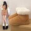 Women's Large Size Soft Sole Winter Warm Fur One Snow Boots Padded Lined Ankle Boots Anti-slip Hiking Casual Sports Cotton Boots