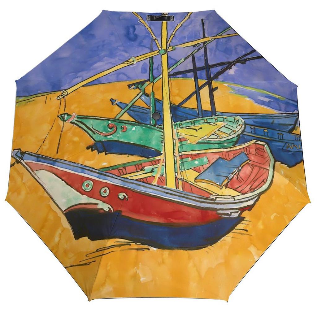 Vincent Van Gogh Paraply Landskapsmönster Sol Anti-UV Paraply Stark Mode Automatiskt Utomhus Målningsparaply