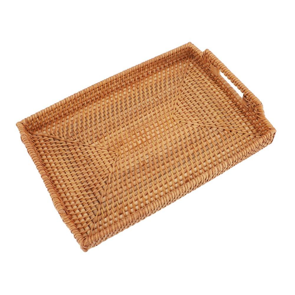 Side Handles Serving Tray Woven Craft Decorative Tray Multi Functional Tray with Handles  Picnic
