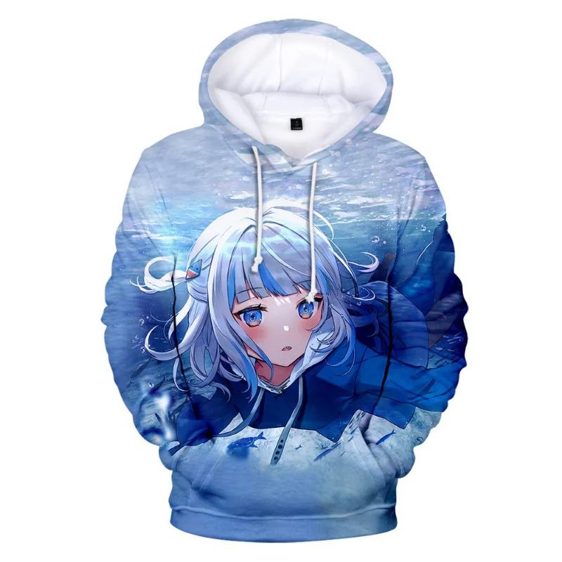 Hololive VTuber Kawaii Gawr Gura Cosplay 3d Print Hoodies & Sweatshirts Man Women Pullover Coat Y2k Top Oversized Men's Coat