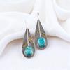 Rare Blue Copper Turquoise Gemstone 925 Sterling Silver Jewelry Earrings 2.00" EE-72-37