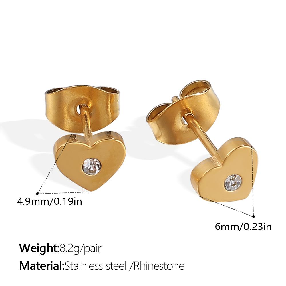 French Retro Love Color Diamond Stud Earrings Stainless Steel Gold-Plated Personalized Multi-Style Stud Earrings Women