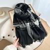 Autumn and Winter Warm White Scarf Women's Thickened Atmosphere Scarf Student Imitation Cashmere Plaid Fringed Shawl