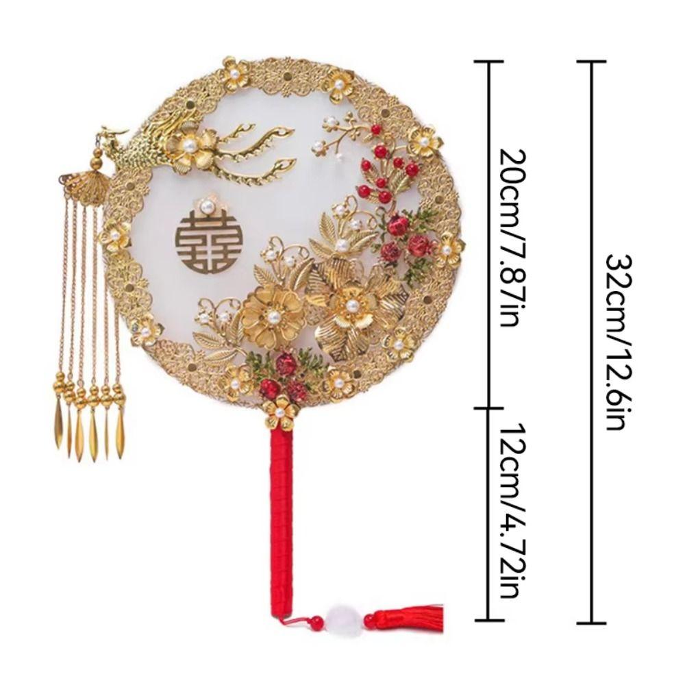 Handheld Bride Group Fan Hand Embroidered Fan  for Bride Wedding Xiuhe Dress Hanfu Accessory