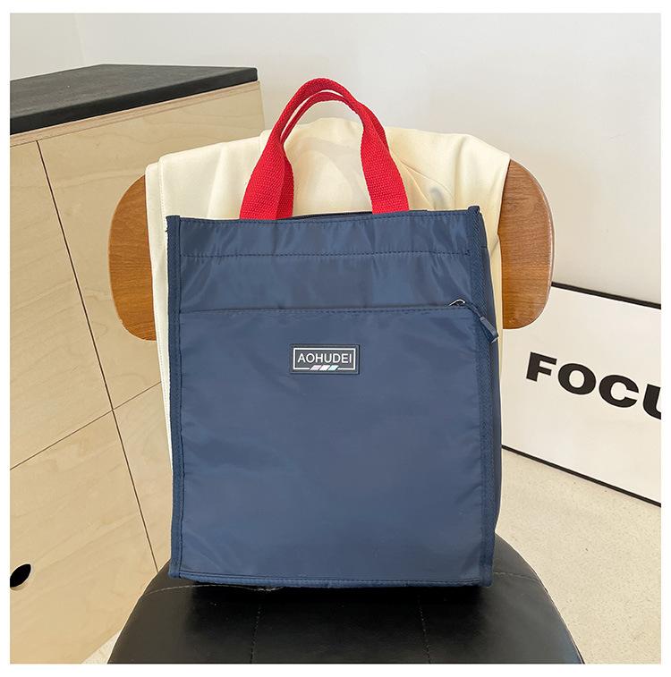 New Contrasting Color Portable Lunch Box Bag, Student Carry Bento Bag At Work, Make-up Bag, File Bag, Handbag.