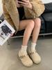 2025 neue Retro-Gürtelschnalle flauschige Schuhe für Damen, plüschige thermische Baumwollschuhe, lässige Woll-Slipper mit Plateausohle
