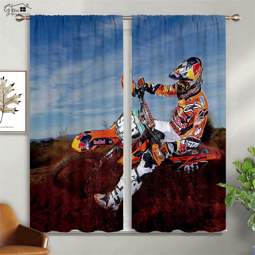 Cool Motocykl 3D Tištěné Závěsy Retro Motocykl Industriální Styl Ložnice Obývací Pokoj Kapsa na Tyč Dekorační Závěsy 2 Kusy