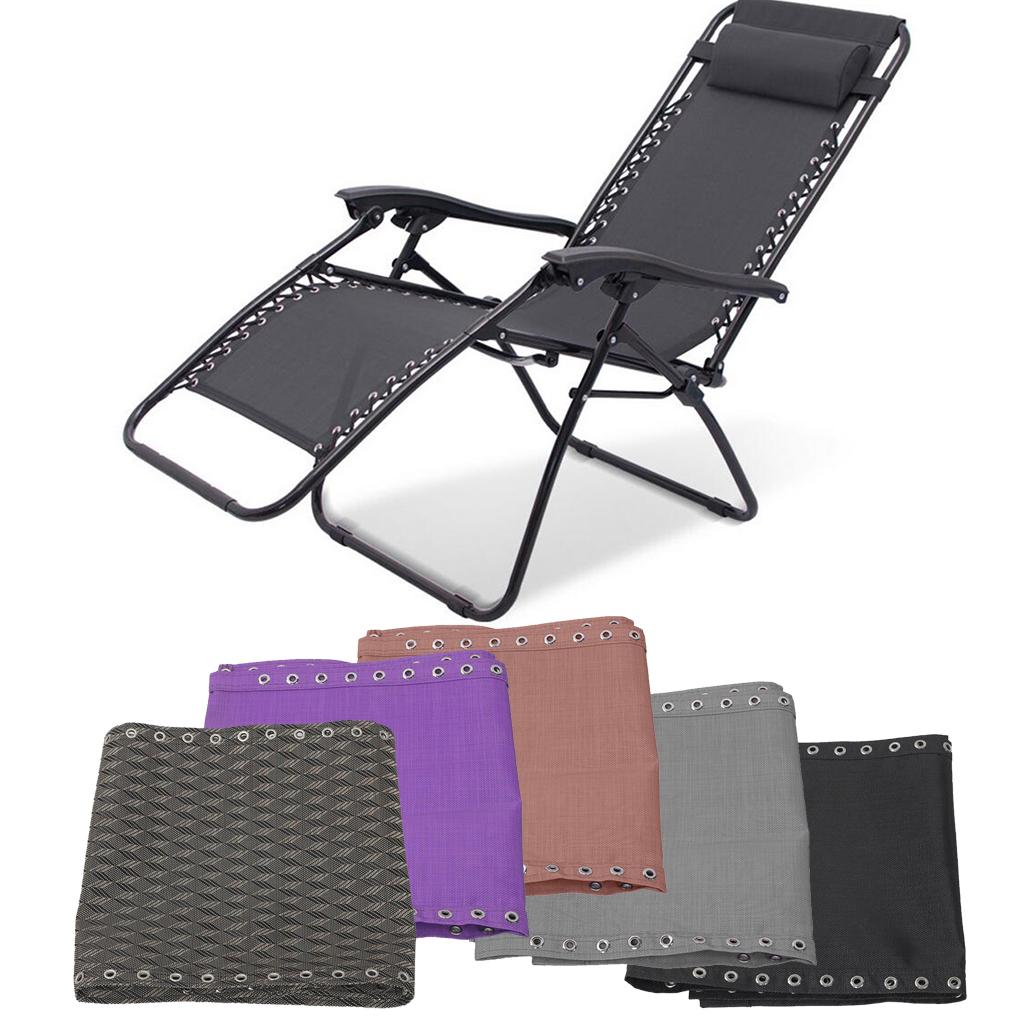 Patio Folding Recliners Replacement Black Fabric Cloth & Gray Cord Laces