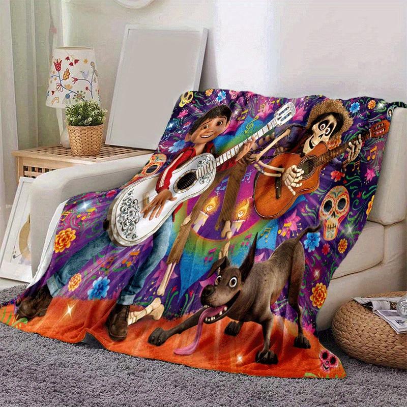 1pc Coco Printing Blanket - Soft, All-Season Throw for Living Room, Bedroom,Personalized Gift with Adorable Cartoon Design