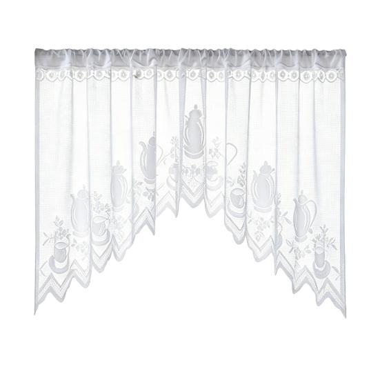 Perdea Semi-dantelată, Structură de Ridicare Reglabilă, Perdea Transparentă cu Broderie Florală, Plasa de Protecție Anti-praf, Perdea de Cafea