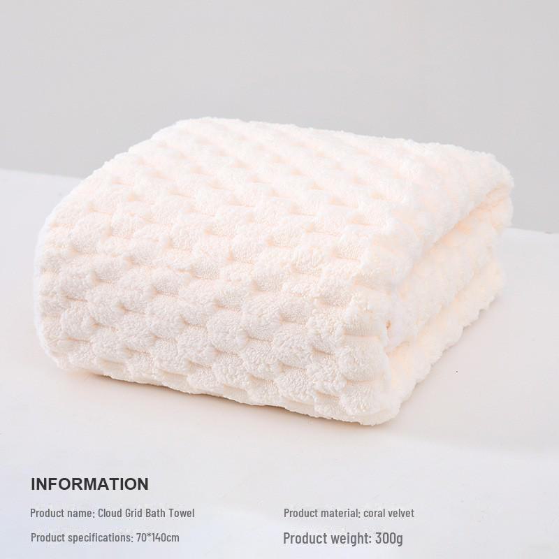 Extra Thick Coral Fleece Bath Towel Set for Women - 3 Piece Adult Set with Dry Hair Cap