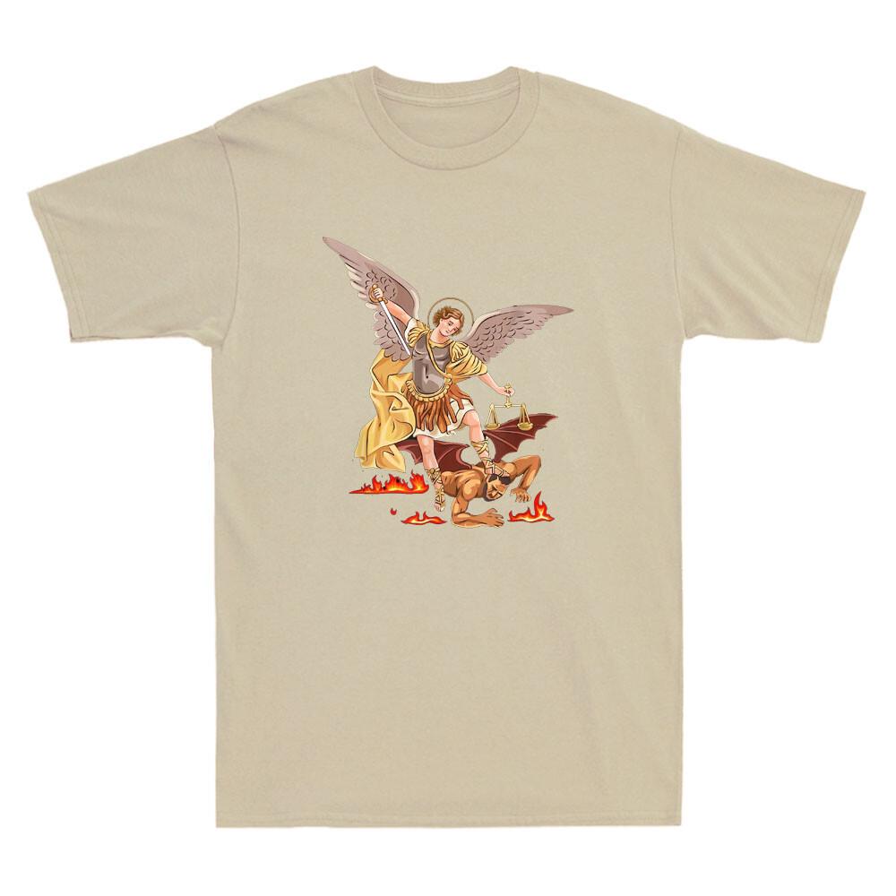 Saint Michael Archangel Angel Catholic Patron Funny Graphic Retro Men T-shirt S