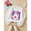 European Sizes Girls' Long-Sleeve Crewneck Sweatshirt "Cute Halloween" Printed Top, Casual for Celebrations & Everyday Wear