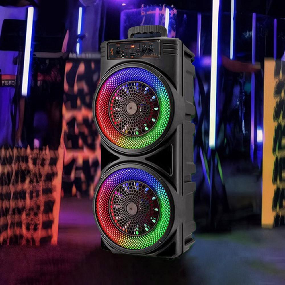 Portable Bluetooth Speaker with Double Subwoofer Deep Bass Lights Loud Boombox 32ft Outdoor Speaker Stereo Sound for Home, Party