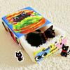 BOOTEELY Cartoon Hamburger Black Cat Snack Box Plush Cat Bed Spacious Cozy Pet Nest For Cats' Comfortable Rest With Cute Design