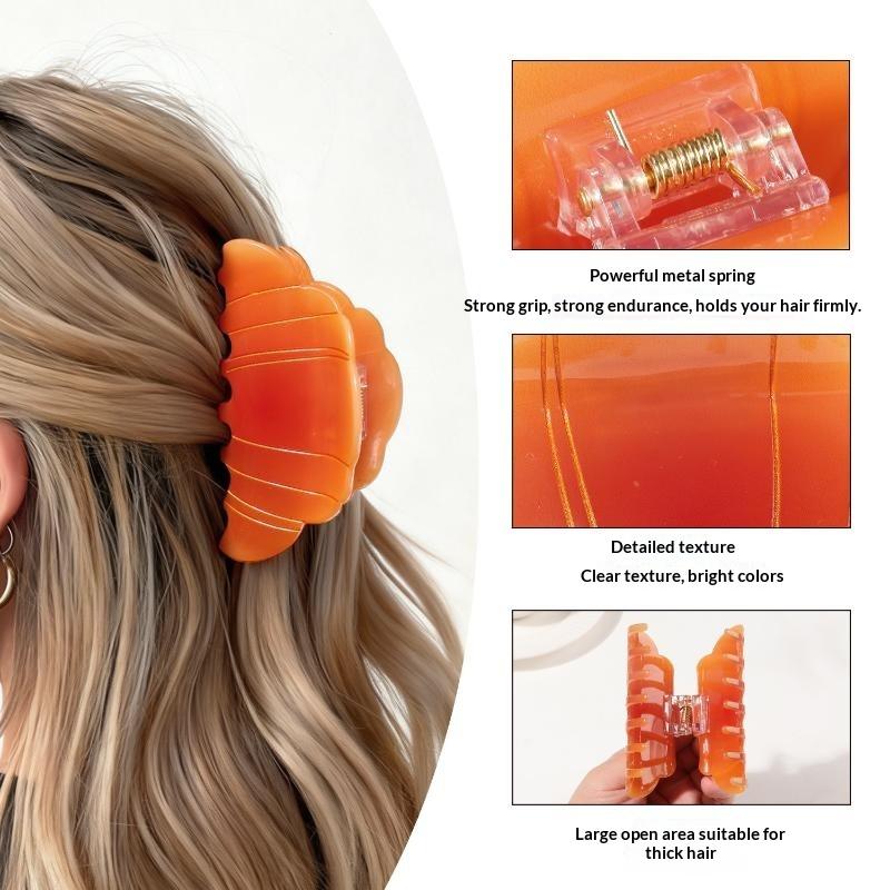 Retro Cartoon Coffee Croissant Rose Grab Clip Shark Clip At The Back Of The Head For Women Gift