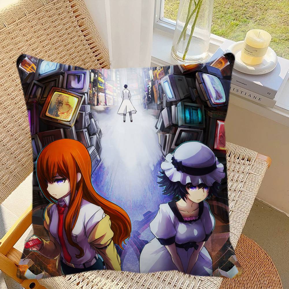 Anime Steins Gate Pillow Case Square Pillow Bedroom Sofa Leisure Comfort Cushion Car Home Decoration