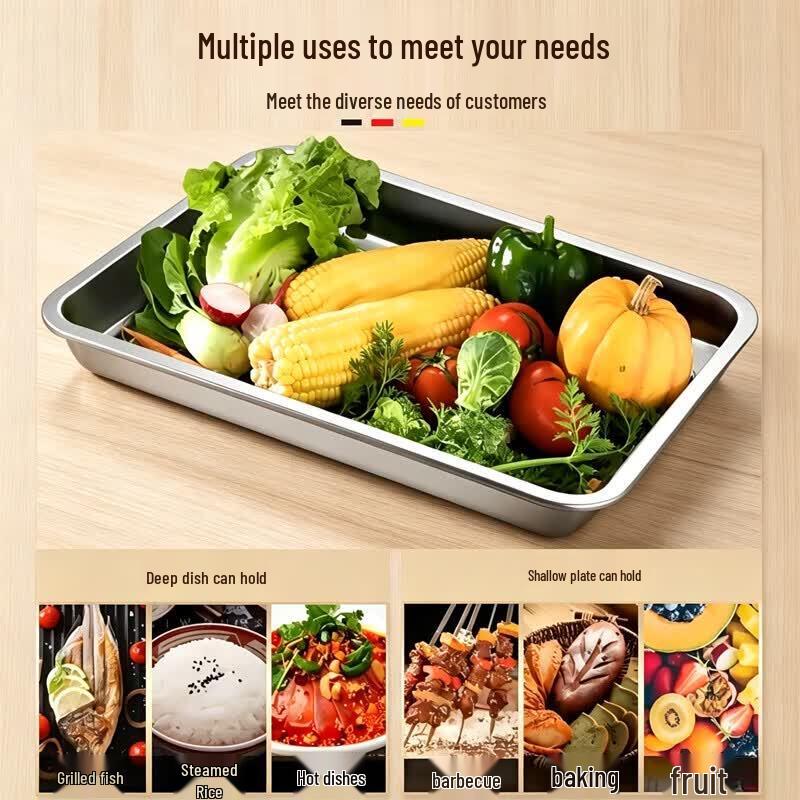 Zhuoliang 304 Stainless Steel Rectangular Deep Serving Tray