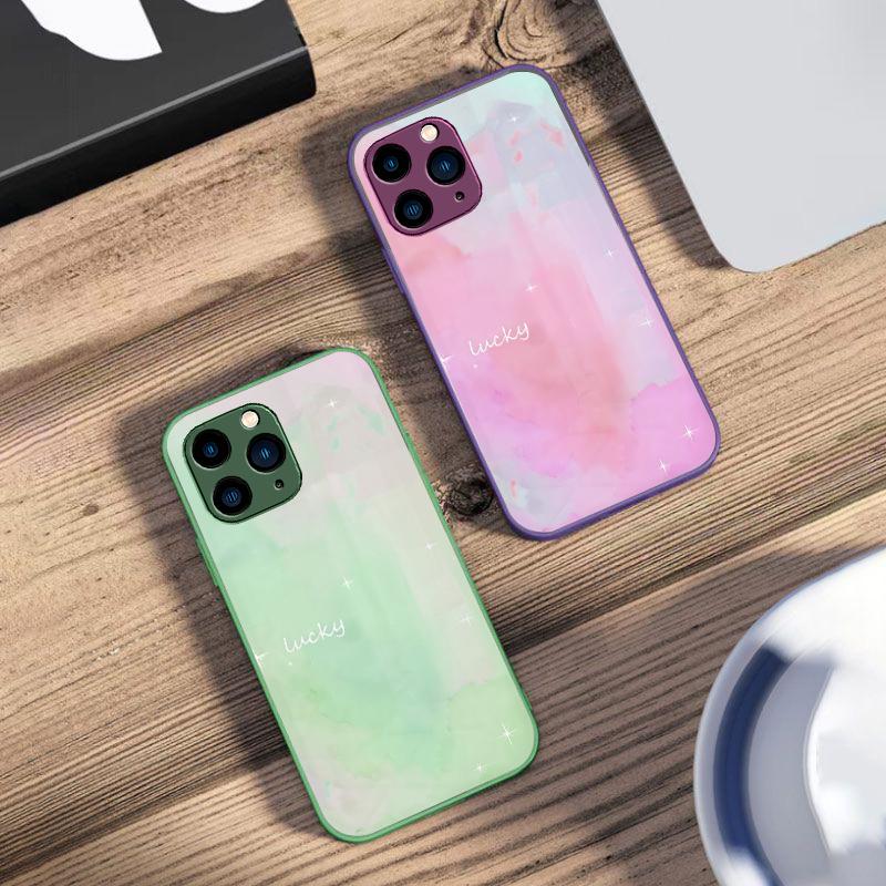 Aquarell-Mischung Für iPhone 16 Pro Max 15 Pro 14 13 12 Mini 11 XS Max XR 7 8 Plus SE 2022 Gehärtetes Glas Handyhülle