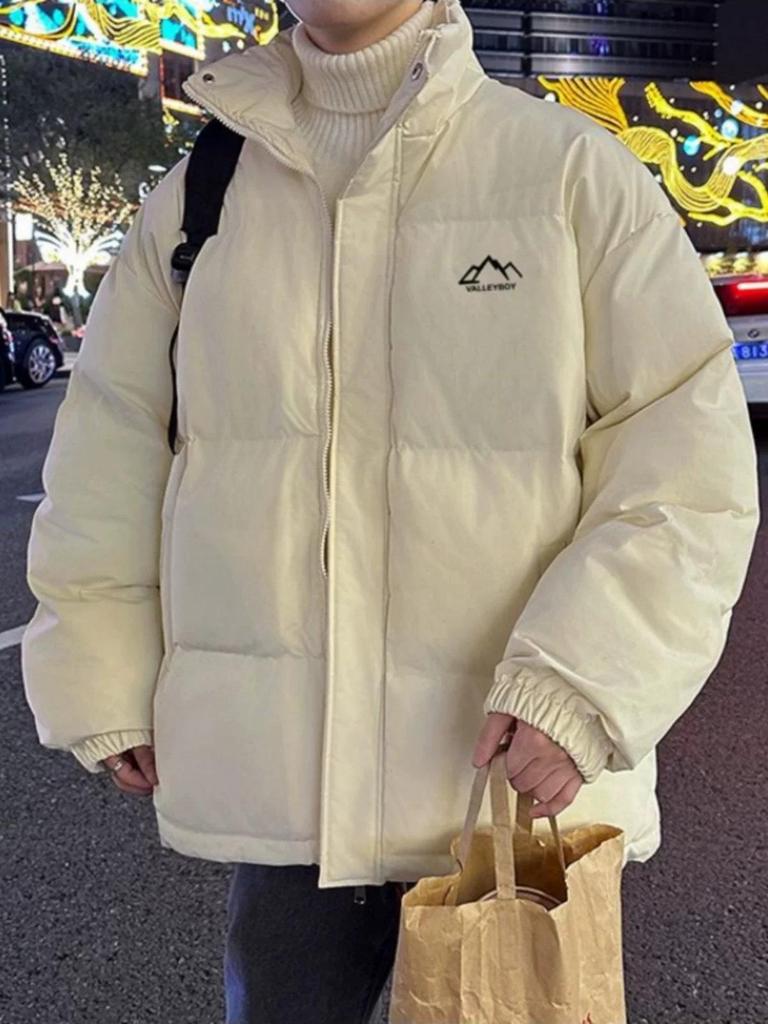 Men's Winter Oversized Cotton Puffer Jacket with Stand Collar - Trendy and Thickened for Couples