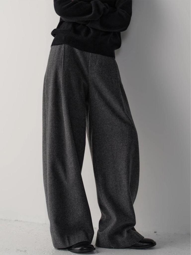 Façade Pattern High Waist Wide-Leg Casual Suit Pants for Women - Slimming, Floor-Length, Spring & Autumn Style