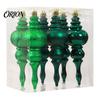 Retro European Style Hanging Decor 6 Pcs Finial Drop Christmas Ornament, Glitter Shatterproof Plastic Matte Texture Ornaments Tree Decoration