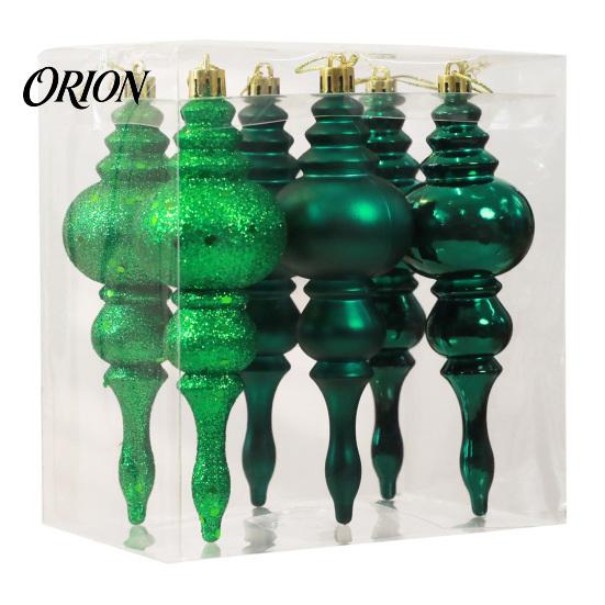 Retro European Style Hanging Decor 6 Pcs Finial Drop Christmas Ornament, Glitter Shatterproof Plastic Matte Texture Ornaments Tree Decoration