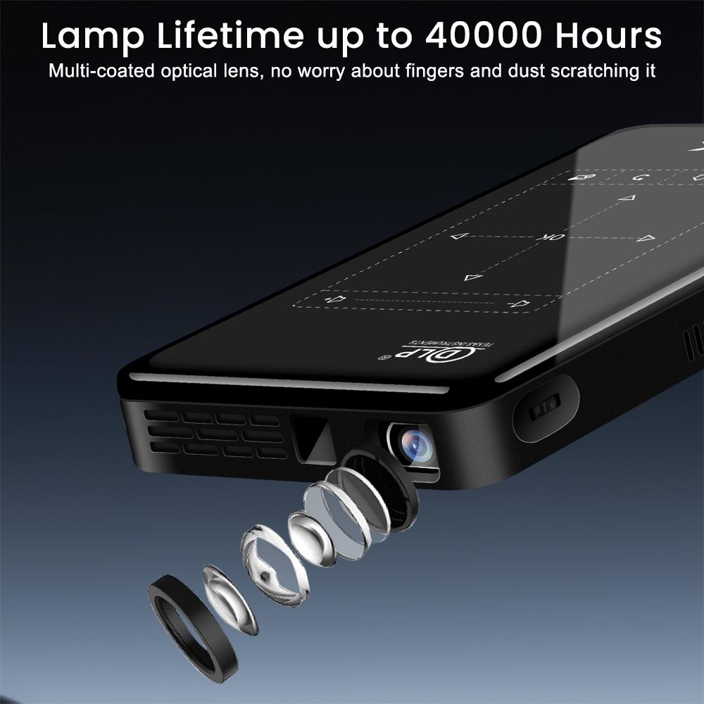 Mini DLP Pocket Projector VIVICINE P09-II, Android 14, 200 Lumens, Built-in 4000mAh Battery