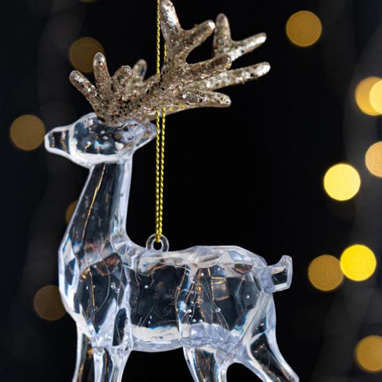 Christmas Tree Ornament Standing Deer Cup Butterflies Wing Design Sparkling Hanging Decoration Festive Holiday Season Home Decor