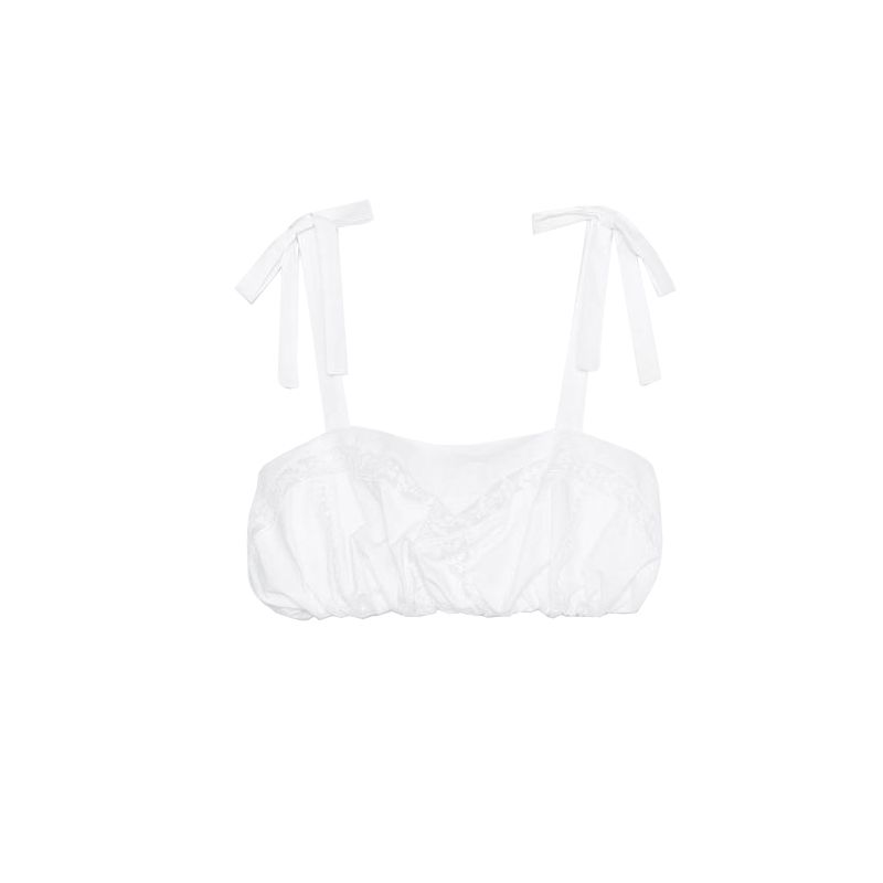 

Блузка в стиле баллон из поплина с прямым воротником 7200004 Вышивка Пышная Мини-юбка со средней посадкой 7200405 White Tops L