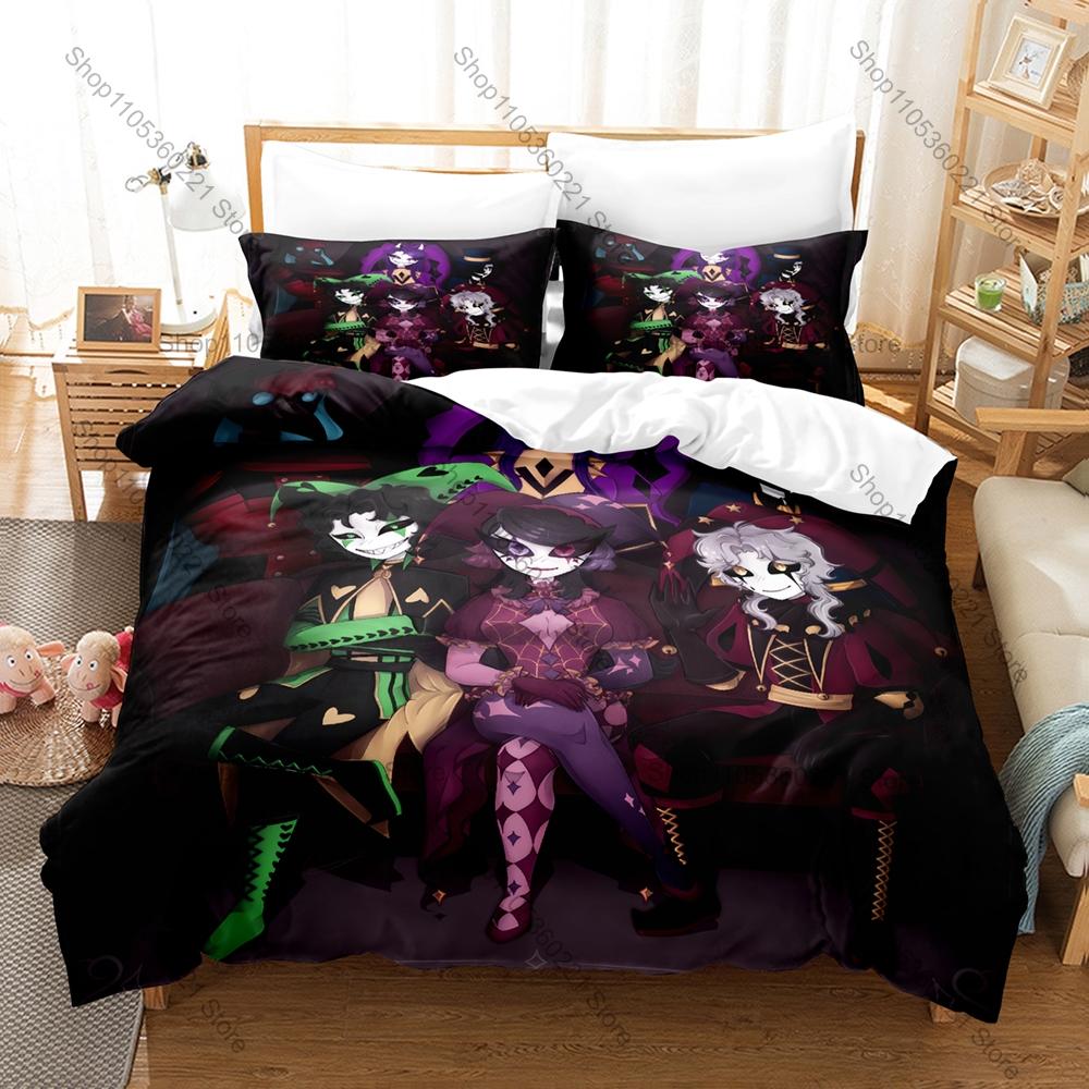 Cool Spooky The Freak Circus Printed Bedding Kit 3PCS Duvet Cover & 2 Pillow Covers Breathable Soft Bed Linens Room Ornament
