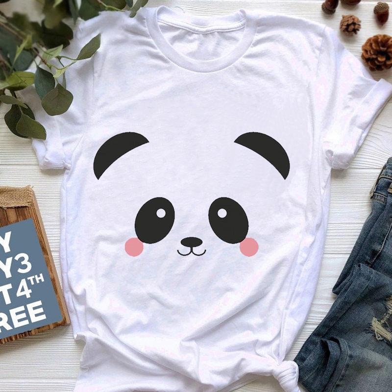 

Cute Panda Printed T Shirts Women Fashion Graphic Tees Korean Style O-Neck Women Tops Streetwear Funny Casual Female Tshirt XXXL білий