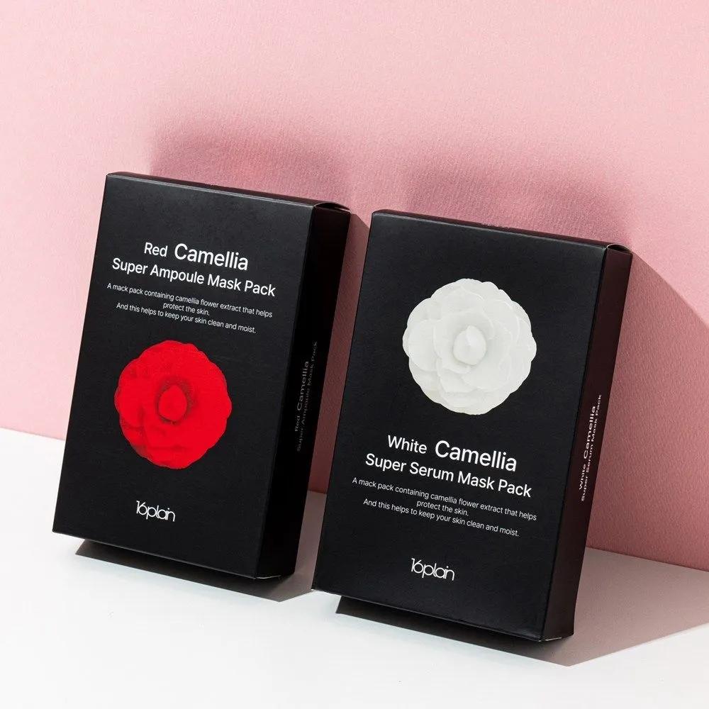 16plain Red Camellia 50 Sheets + White Camellia 50 Sheets Super Serum Mask Pack: High Nutrition, Skin Elasticity, and Moisture Replenishment 50 white sheets + 50 red sheets