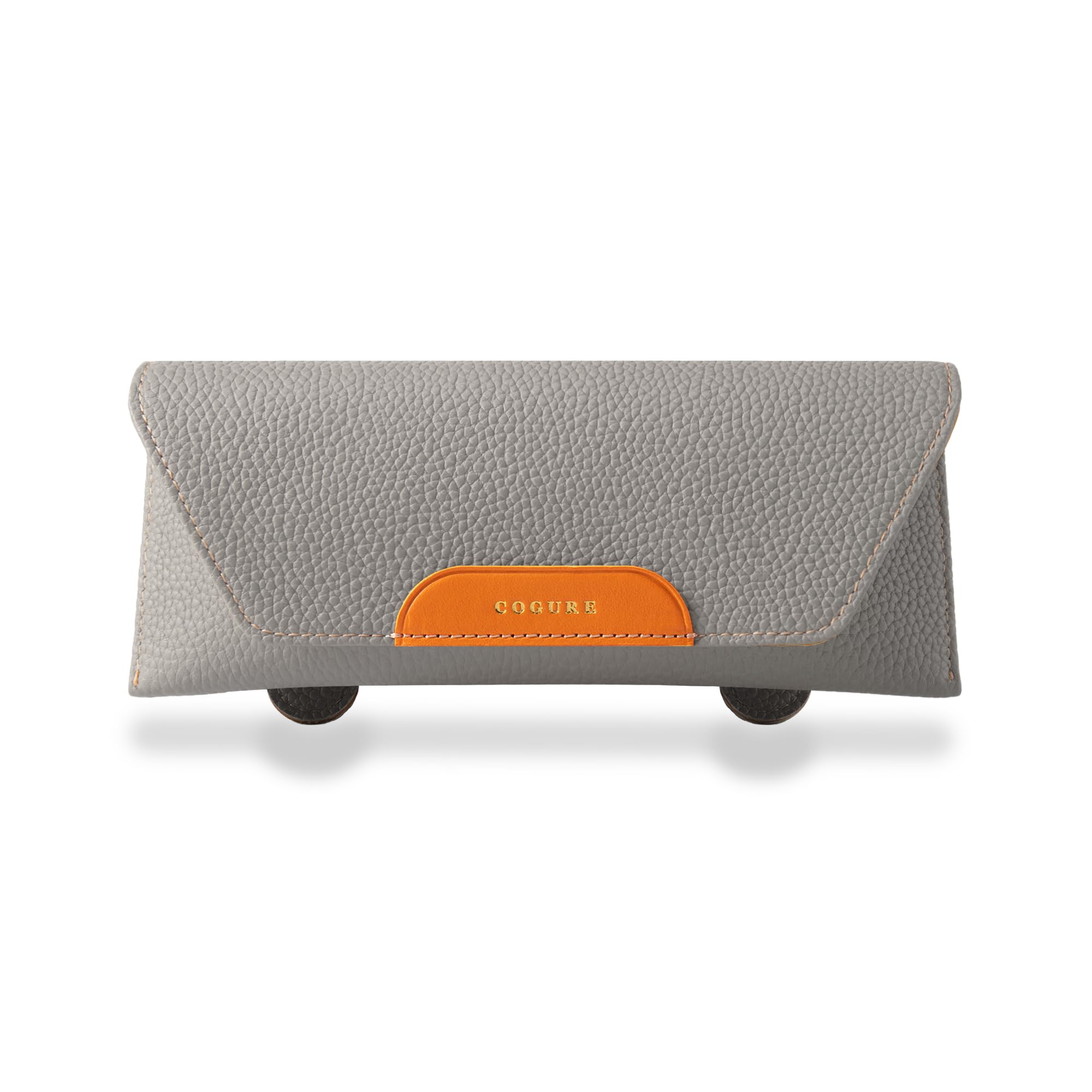 

COGURE Автомобильный держатель для очков, солнцезащитных очков, на солнцезащитный козырек, оригинальный, магнитный, легко совместимый с большинством автомобильных козырьков от солнца, роскошный, стильный, включает специальный чехол грежевого цвета, держат