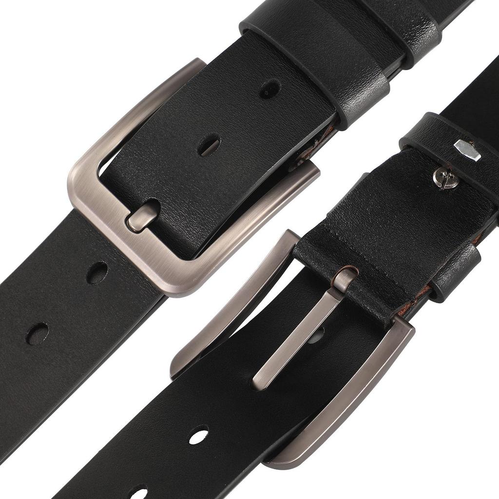 Men's Vintage Cowhide Decorative Business Belt - Versatile and Stylish for Fashionable Denim Pants