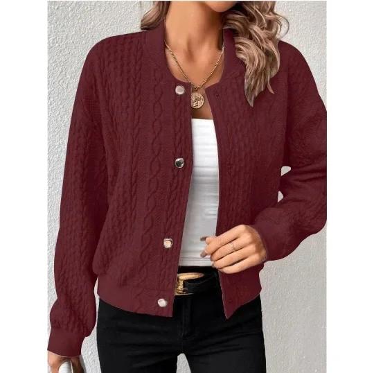 Women's M-3XL Size Fashion Solid Color Stand Up Collar Single Breasted Jacket for Women Combining Comfort and Fashion