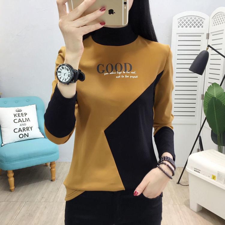 

Women s Patchwork Half-High Collar Slim Fit Thermal Top: Velvet Long Sleeve, Autumn/Winter Warm Base Layer M for 80-100 lbs