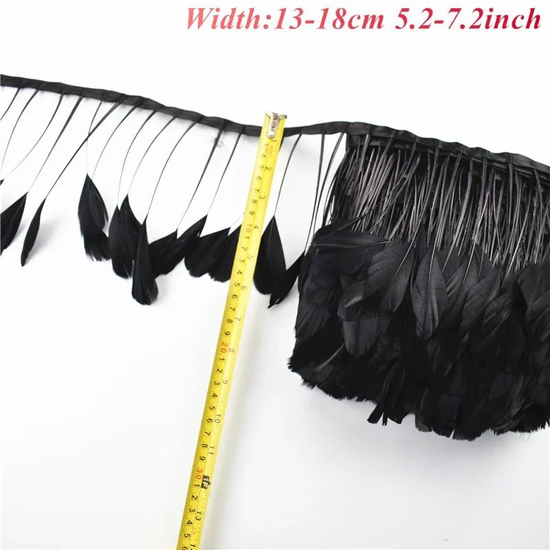 1Meters White Black Pheasant Feathers On Tape Ribbon Turkey Ostrich Fringe Feather Trim Goose Marabou Sewing Clothes DIY Plumes