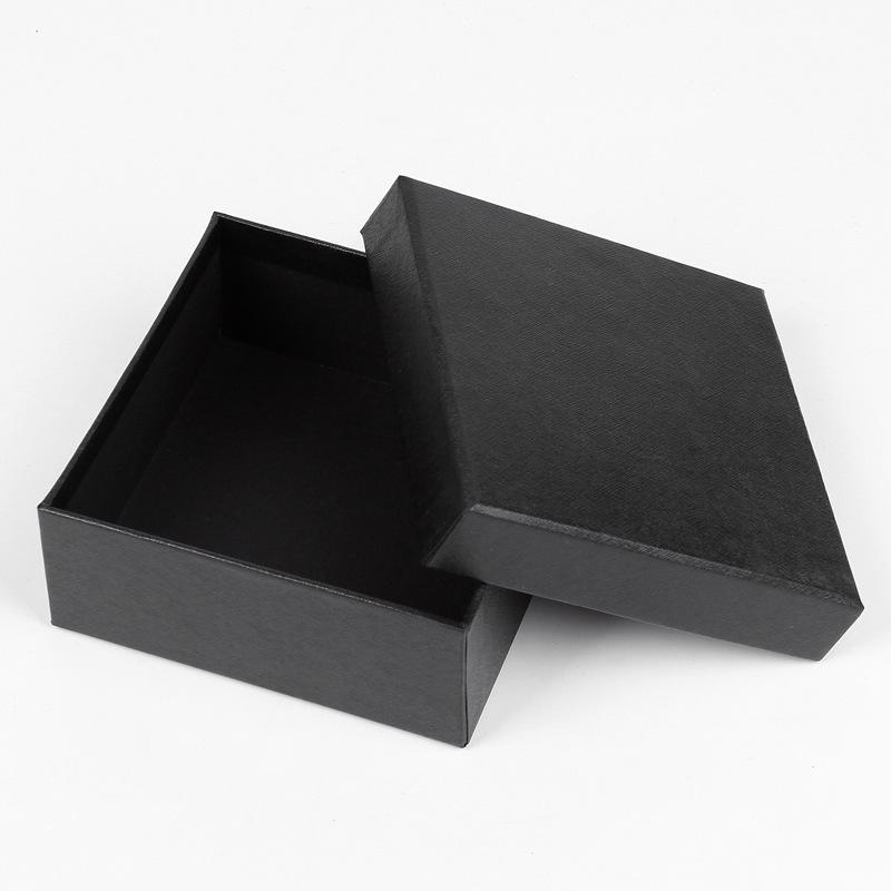 Kraft Paper Jewelry Gift Box with Cover, Square Black Belt Design